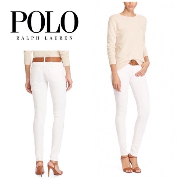 Polo Ralph Lauren Tompkins Skinny Crop White Jean raw size 26 nautical summer - Picture 1 of 16